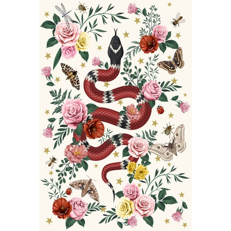 Tapis Vinyle Serpent Fond Blanc Rectangulaire 198 X 285 Cm Collection Tattoo Compris Podevache Cerise Sur La Deco