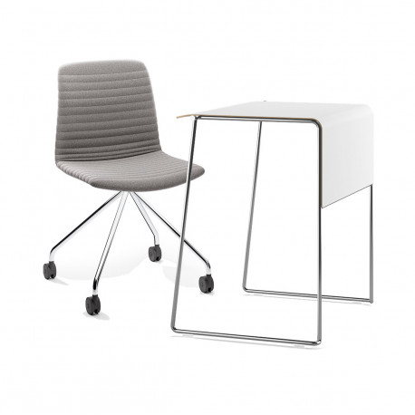 Pack Teletravail Link 62 Pro Bureau Pieds Chrome Plateau Blanc Et Chaise A Roulettes Cato Pieds Chrome Assise Gris Fornasarig Cerise Sur La Deco